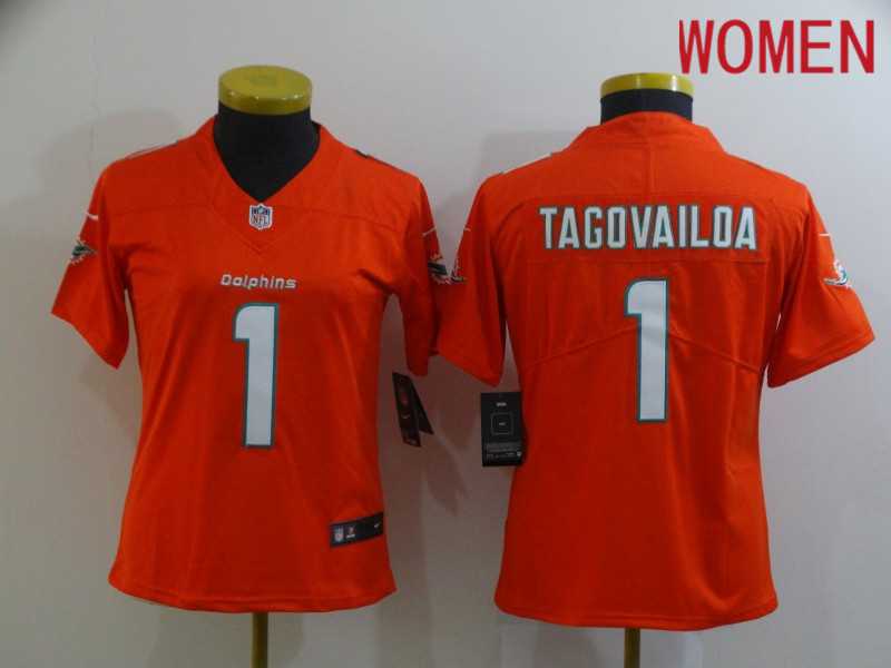 Women Miami Dolphins #1 Tagovailoa Orange Nike Limited Vapor Untouchable NFL Jerseys->miami dolphins->NFL Jersey